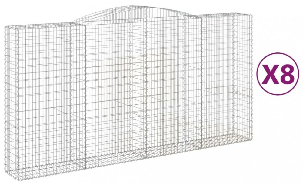 8 db íves horganyzott vas gabion kosár 400x50x200/220 cm