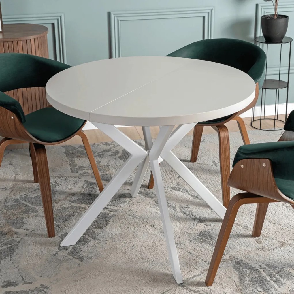 Stół DORIAN Rozkładany 80-160 cm Kaszmir/Biały