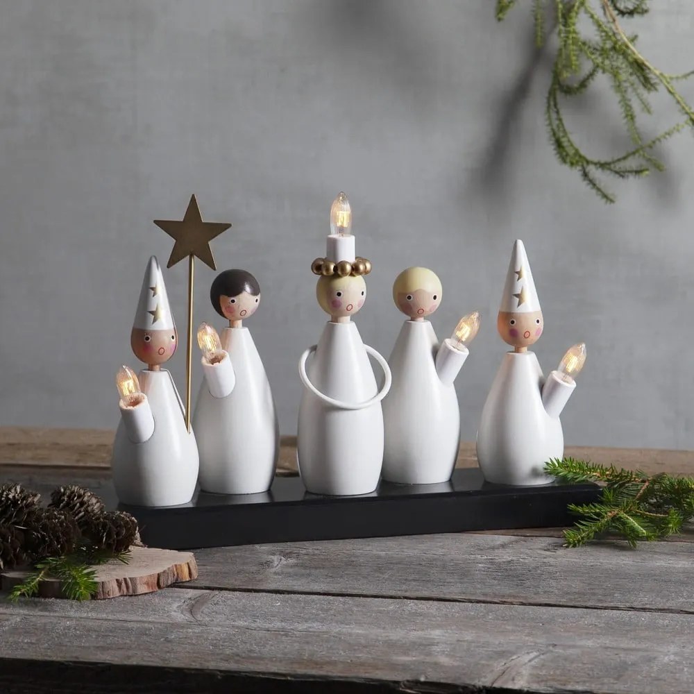 Fekete-fehér konnektorhoz csatlakoztatható fénydekoráció Luciakör – Star Trading