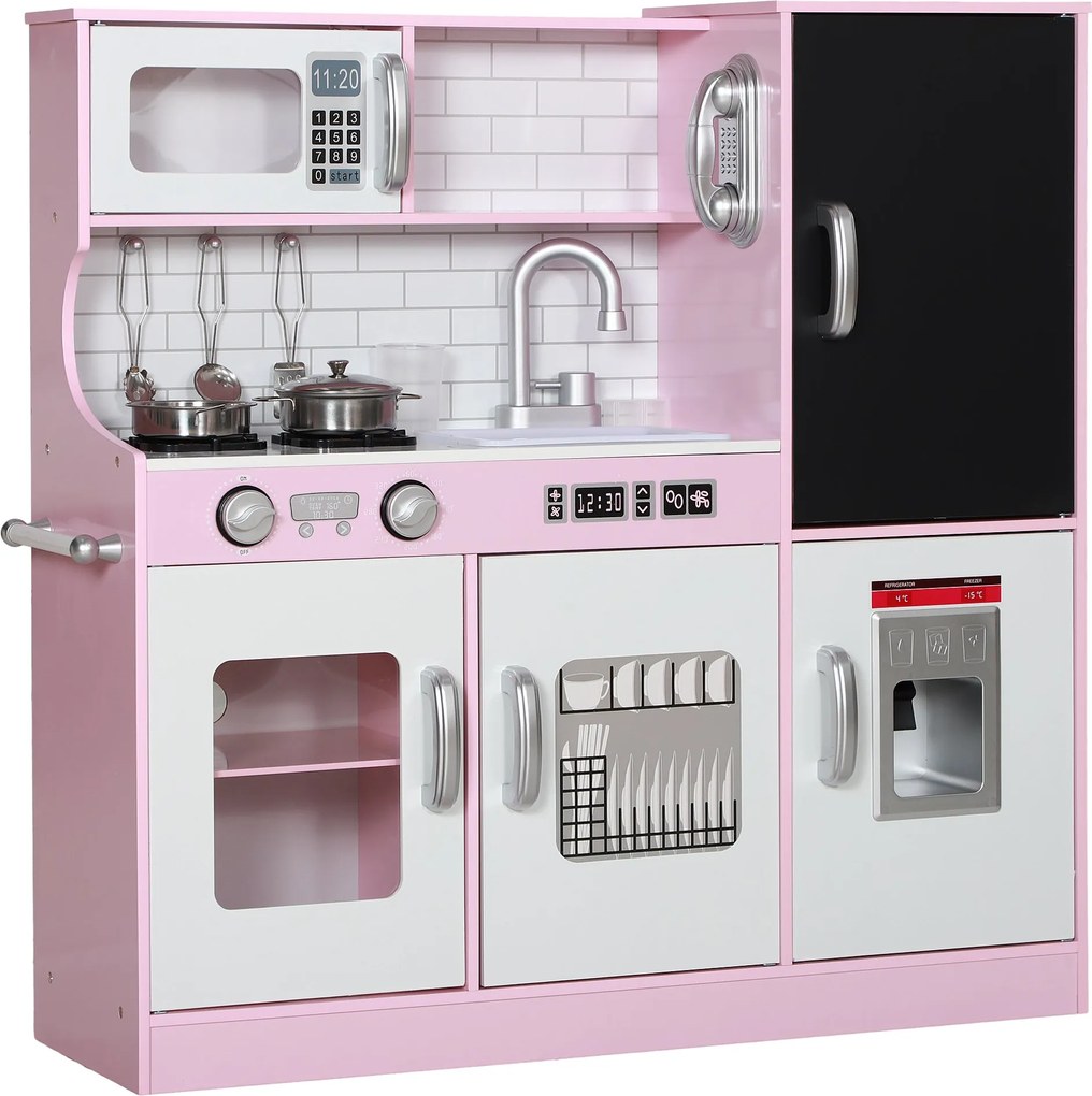AIYAPLAY Gyermek Játék Konyha Játék Telefonnal, Táblafénnyel, Mikróval, Tűzhellyel, Mosogatóval, Babakonyhával, Konyhai Kiegészítőkkel, Jégkockakészít