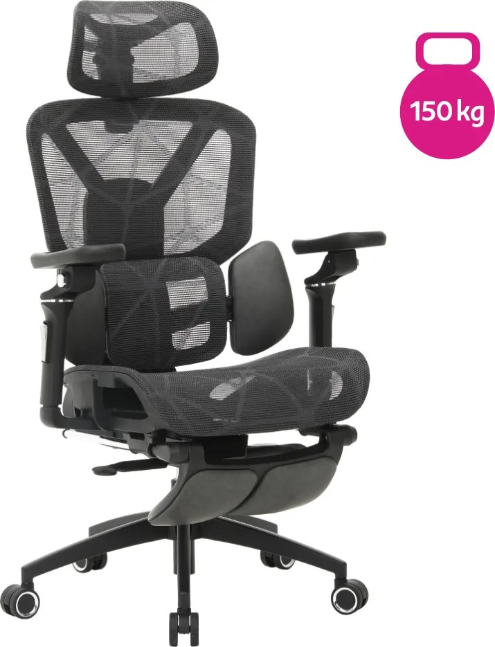 Irodai szék, sötétszürke/fekete, teherbírás 150 kg, VILMER