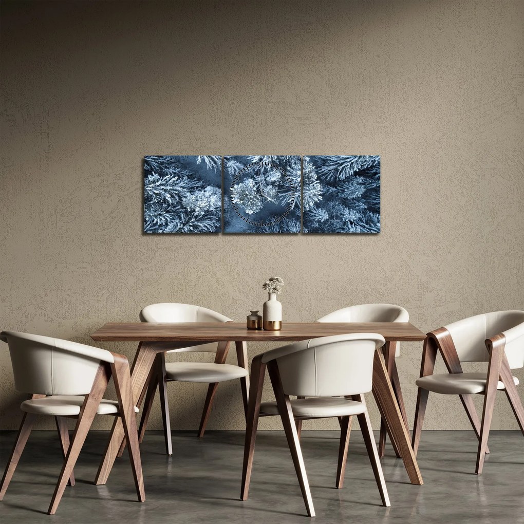 Kép - Havas erdő (órával) (90x30 cm)