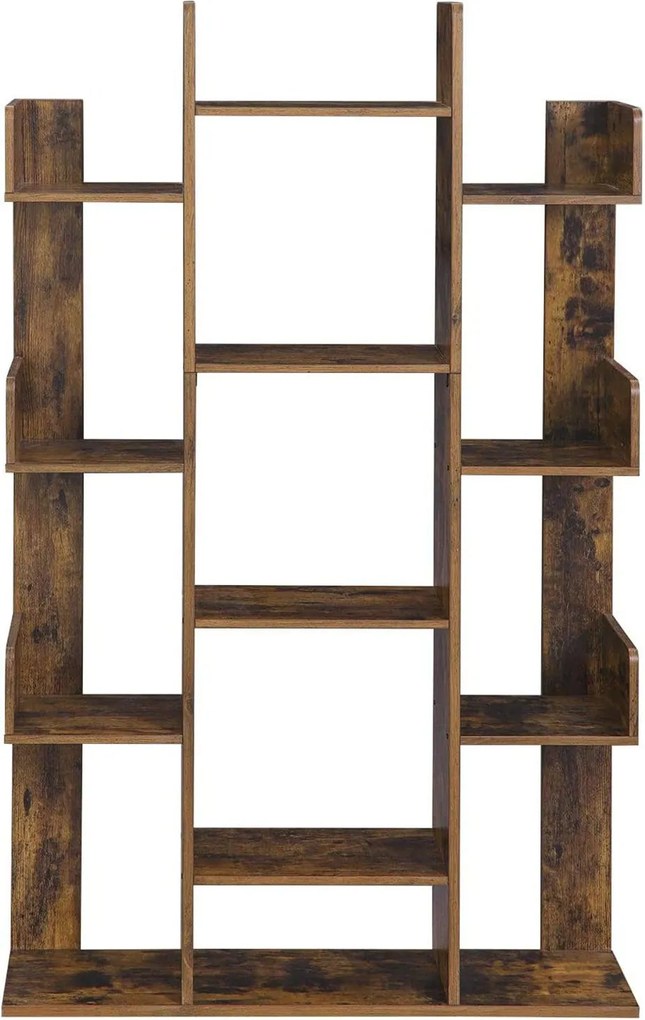 Könyvespolc, fa alakú könyvespolc 13 tároló polccal, 86 x 25 x 140 cm