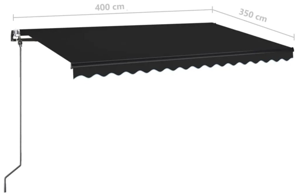 antracitszürke szélérzékelős és LED-es napellenző 400x350 cm