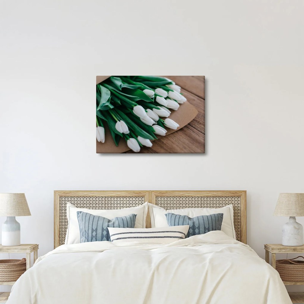 Egy csokor fehér tulipán képe (70x50 cm)