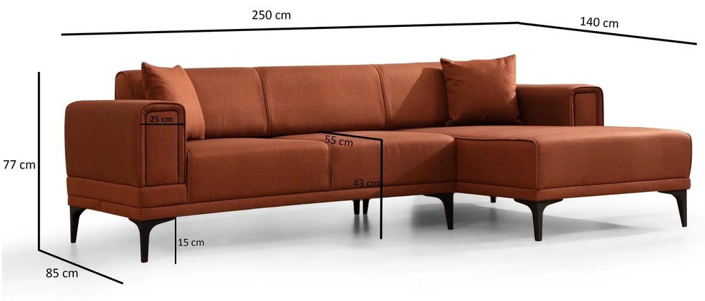 Sarokkanapé Horazotta (J) (tégla + fekete). Akció -22%. 1106857