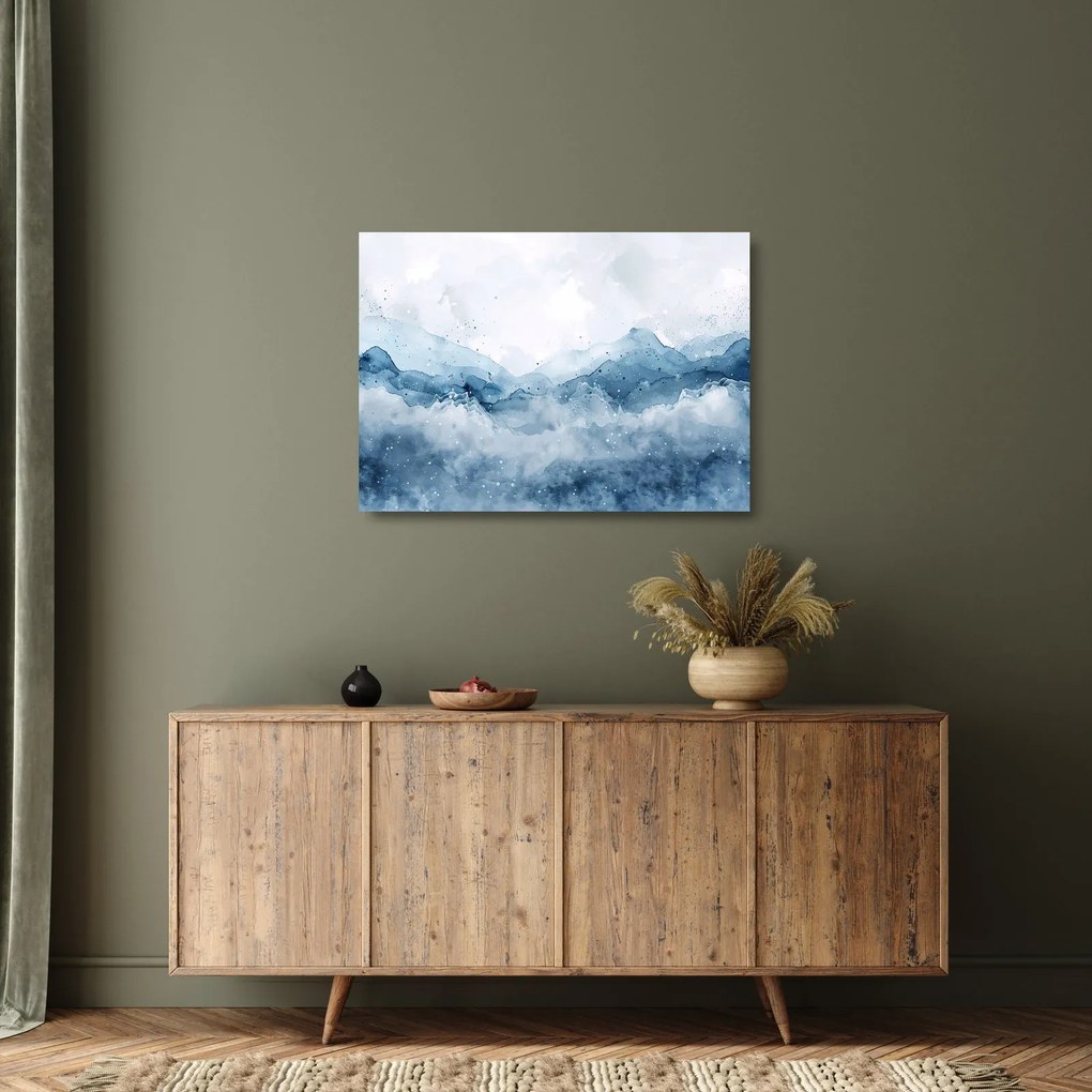 Üveg kép - Felhők és hullámok, akvarell (70x50 cm)