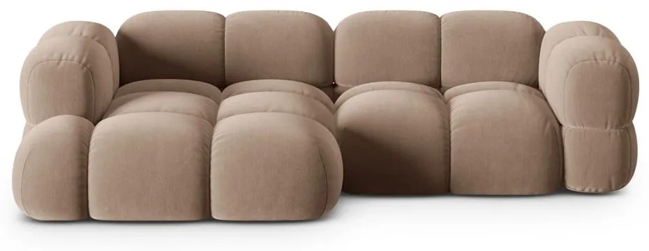 Barna bársony sarokkanapé (bal oldali-heverő résszel) Loretto – Cosmopolitan Design