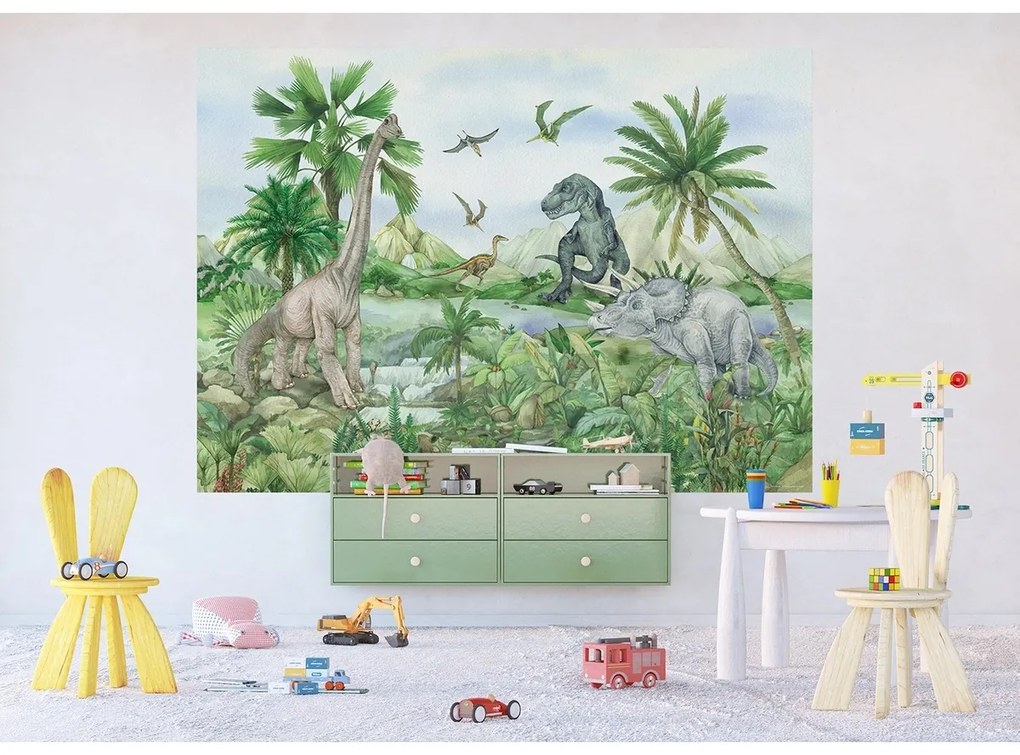 Gyerek fotótapéta Colourful Dino 252 x 182 cm, 4részes