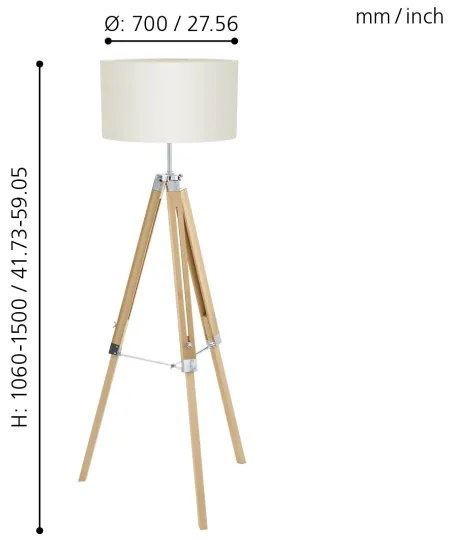 Eglo 44114 - LANTADA állólámpa 1xE27/60W/230V