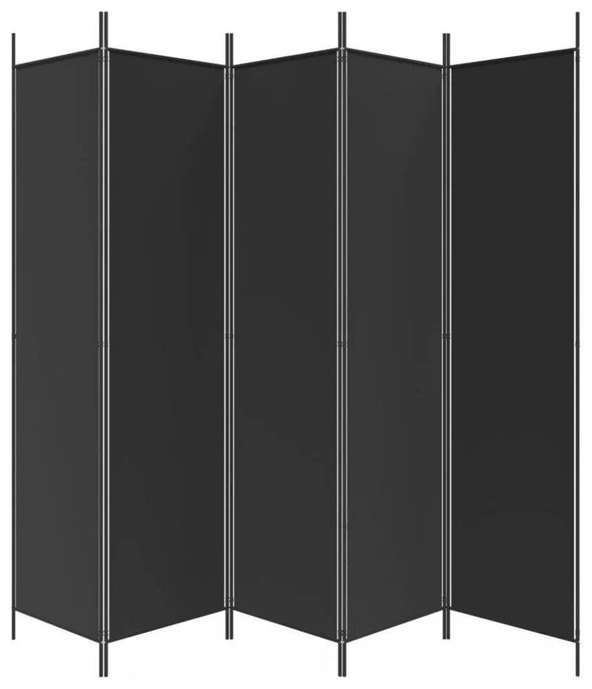 5 paneles fekete szövet térelválasztó 250x200 cm