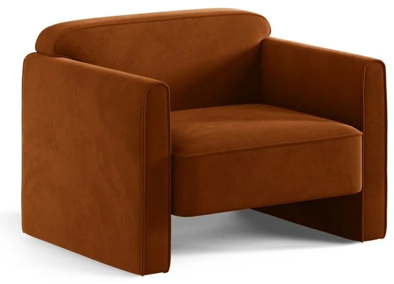 Terrakotta színű bársony fotel Abby – Micadoni