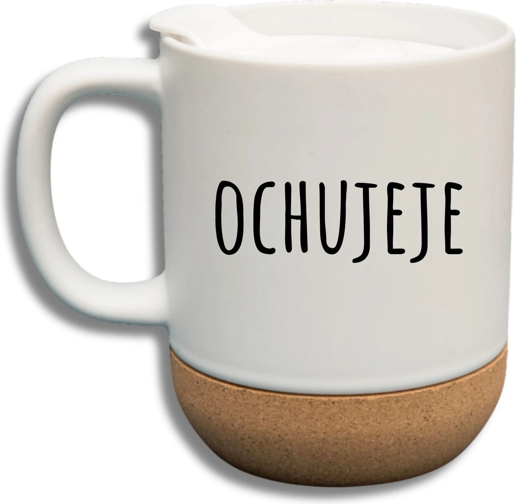 Fehér Bögre Fedéllel És Parafa Aljjal Ajándék