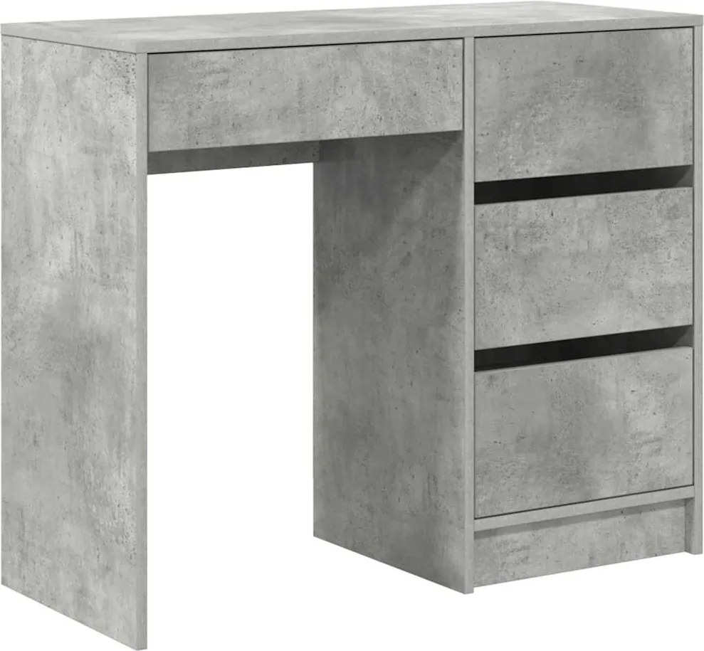 vidaXL Asztal fiókkal tárolóval Beton Szürke 90 x 37.5 x 75 cm Faanyag