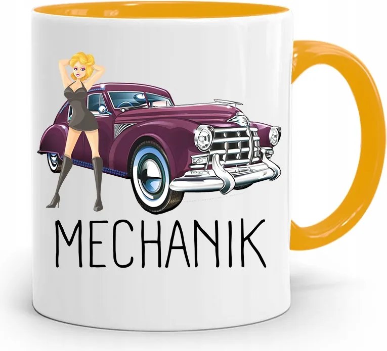 Sárga Bögre Ajándék Szerelőnek Szerelő Nyomtatott Fényképpel