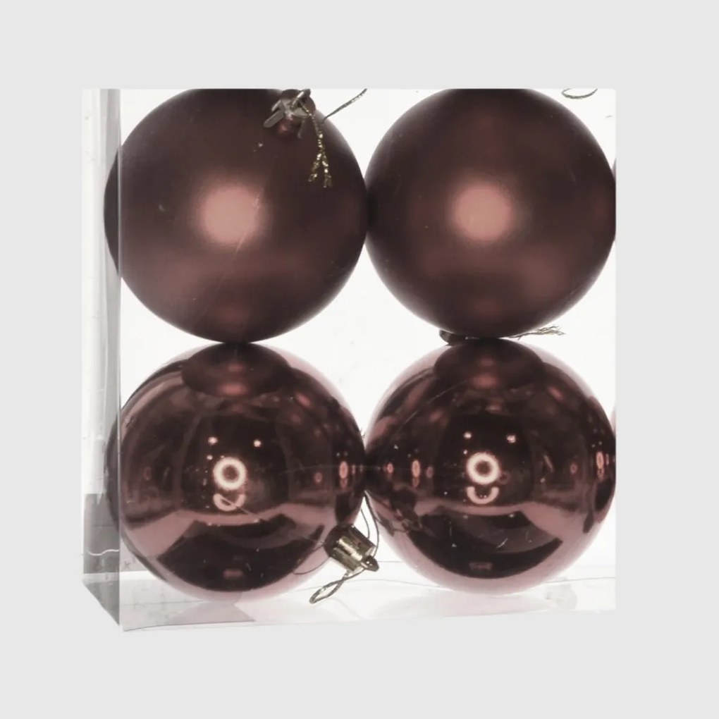 Barna műanyag karácsonyi gömb szett 4x10cm