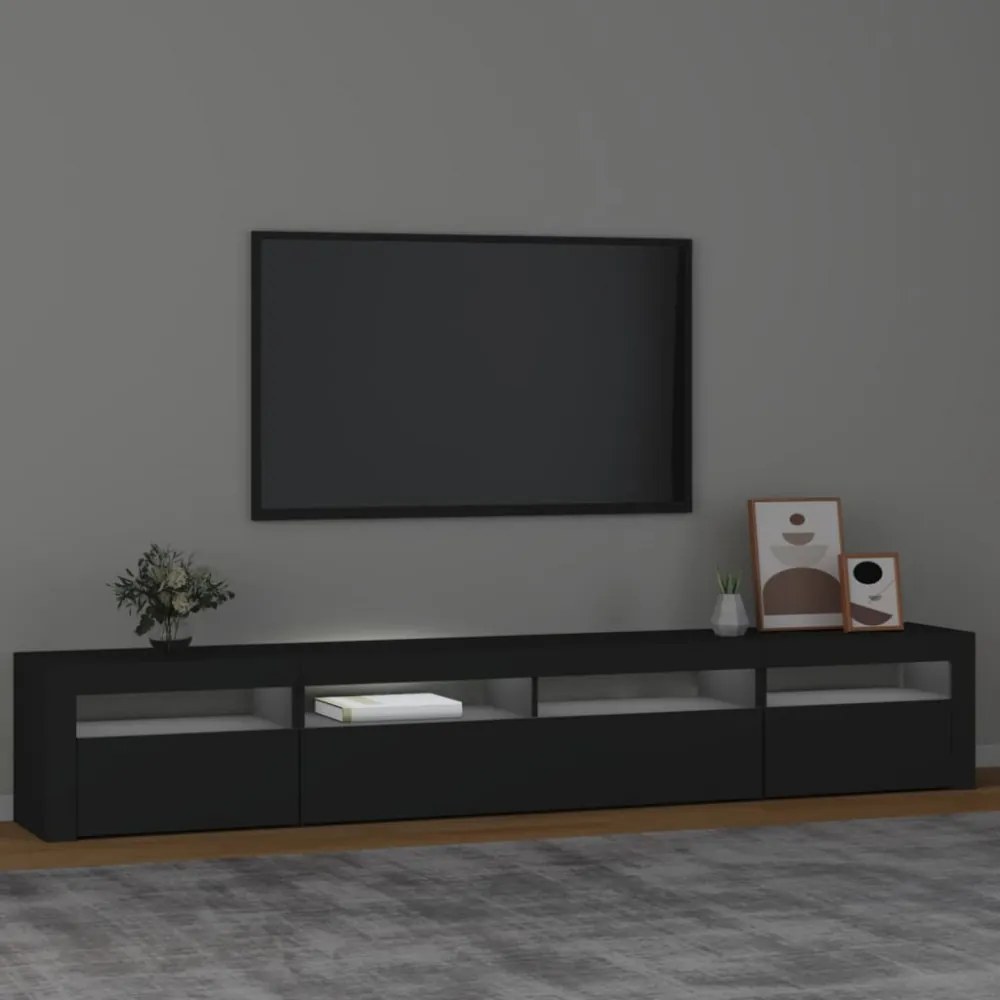 fekete TV-szekrény LED-lámpákkal 240x35x40 cm