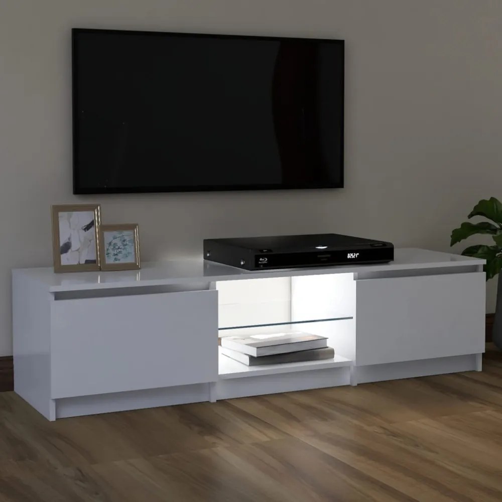 fehér TV-szekrény LED lámpákkal 120 x 30 x 35,5 cm