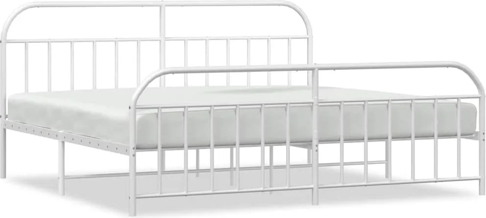 vidaXL fehér fém ágykeret fej- és lábtámlával 193 x 203 cm