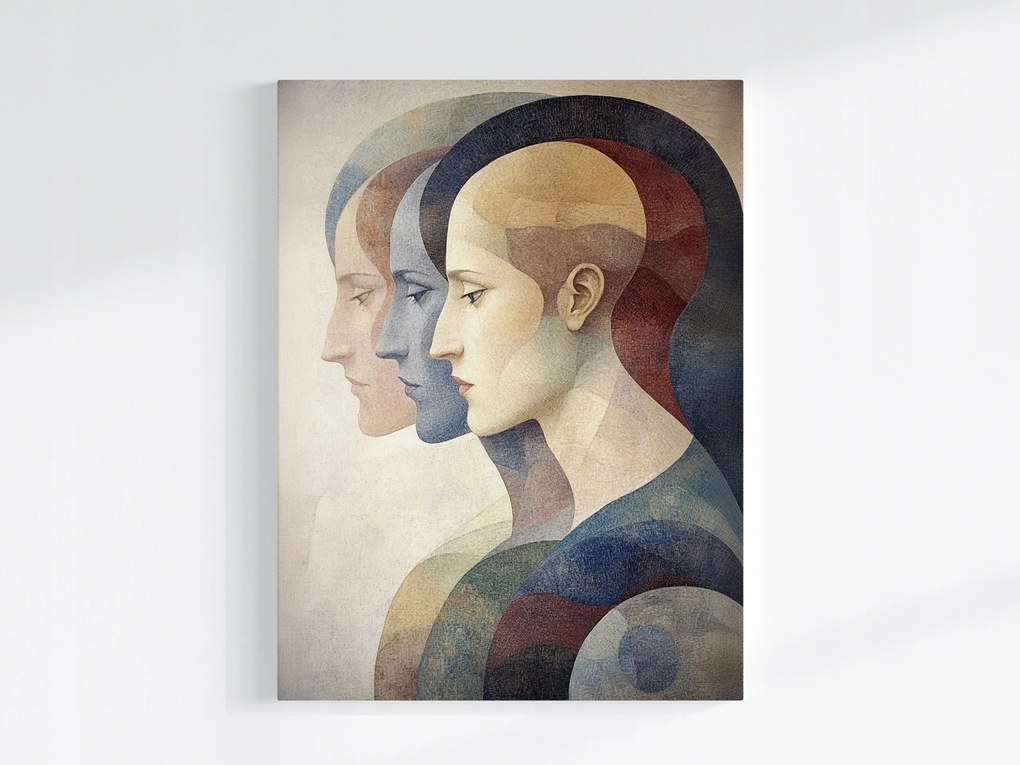 Canvas Vászonkép Absztrakt Portré Profil Arc Mozaik Trio 60x80