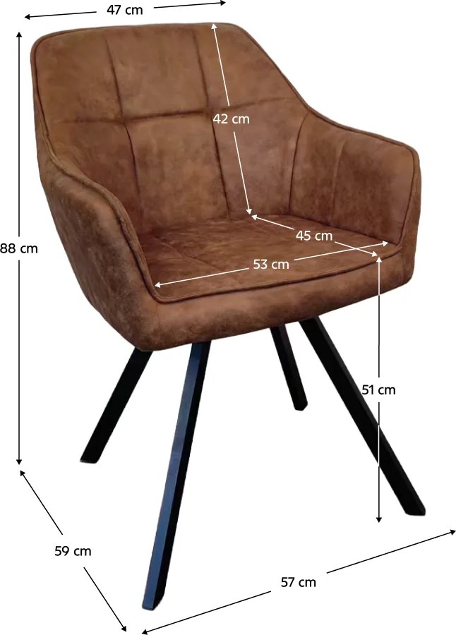 Forgó étkezőszék, sötétbarna szövet csiszolt bőr hatással, SAMANTA