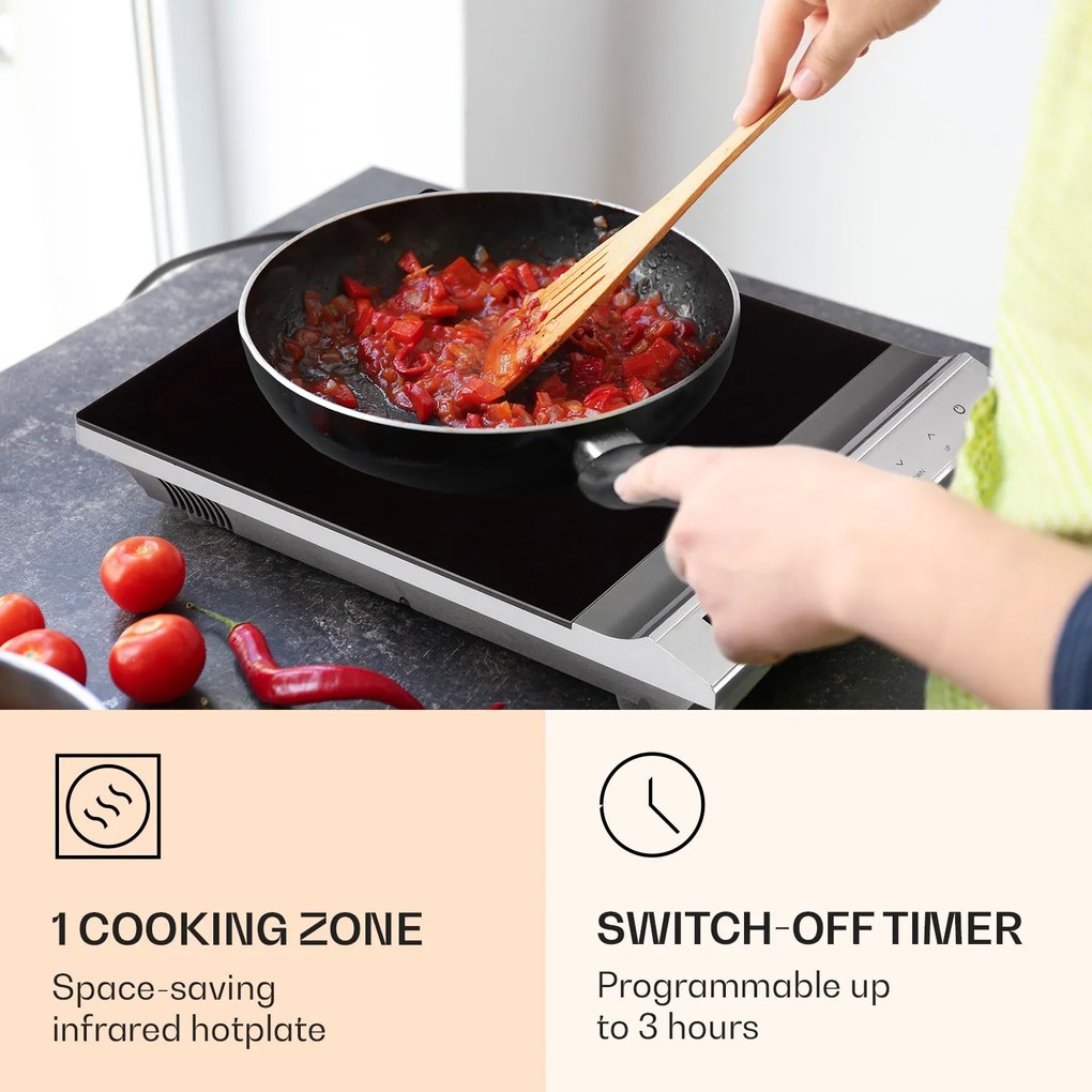 Klarstein MisterCook, infravörös főzőlap, 2000 W, 90 - 650 ° C, időzítő, ezüst