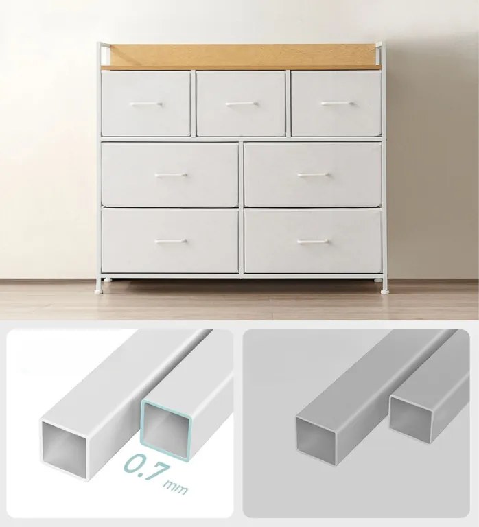 Komód fiókos dobozokkal FLEXIRO 98x85 cm, tölgy/fehér