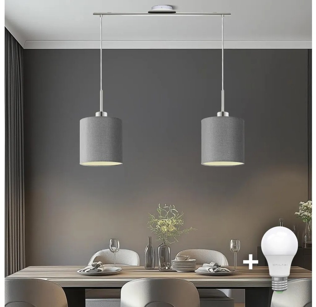 Eglo Eglo - LED Csillár zsinóron TUNJA 2xE27/60W/230V szürke EG32519K