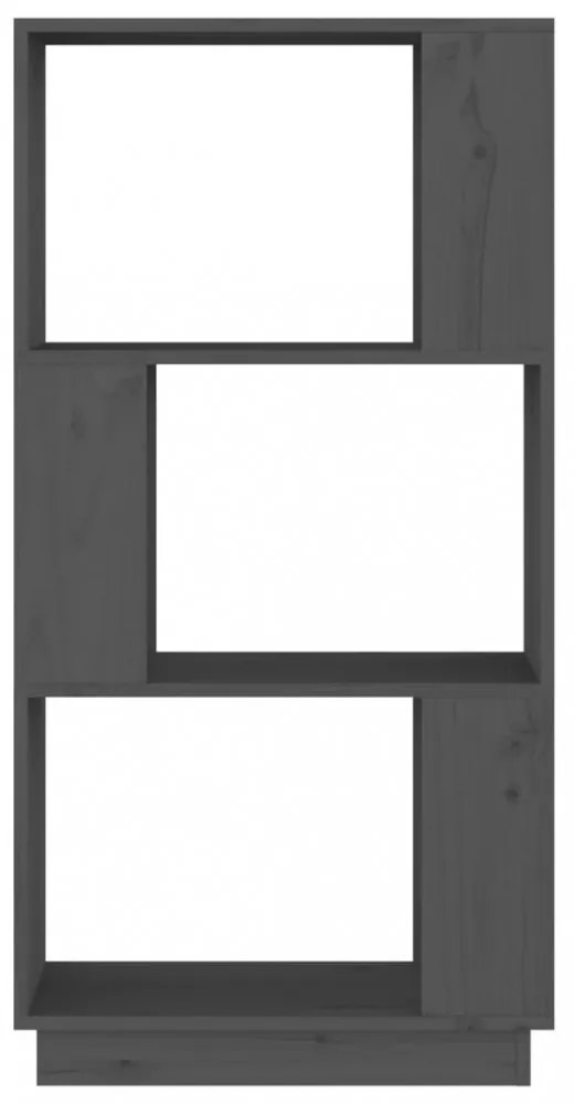 szürke tömör fenyőfa könyvszekrény/térelválasztó 51x25x101 cm