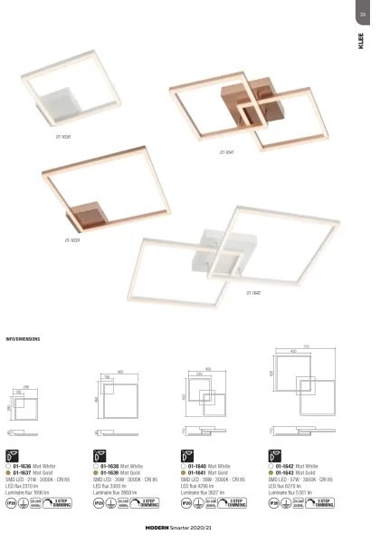 Redo 01-1639 - LED dimmelhető mennyezeti lámpa KLEE LED/30W/230V 45x45 cm arany