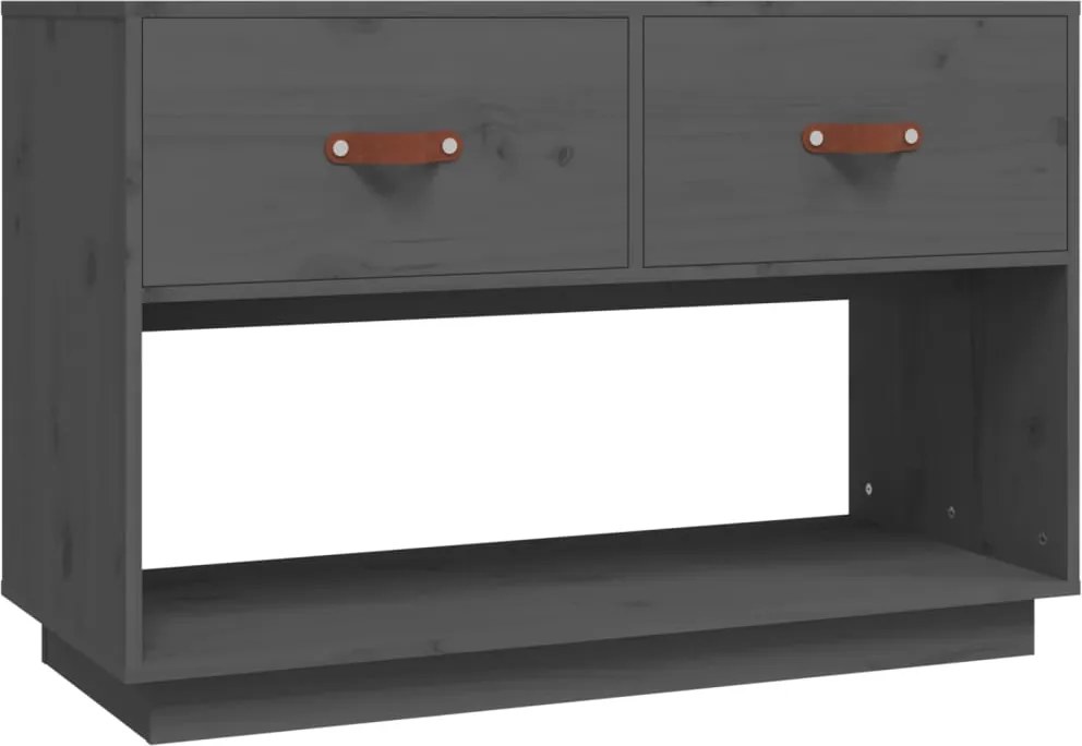 vidaXL szürke tömör fenyőfa TV-szekrény 90 x 40 x 60 cm