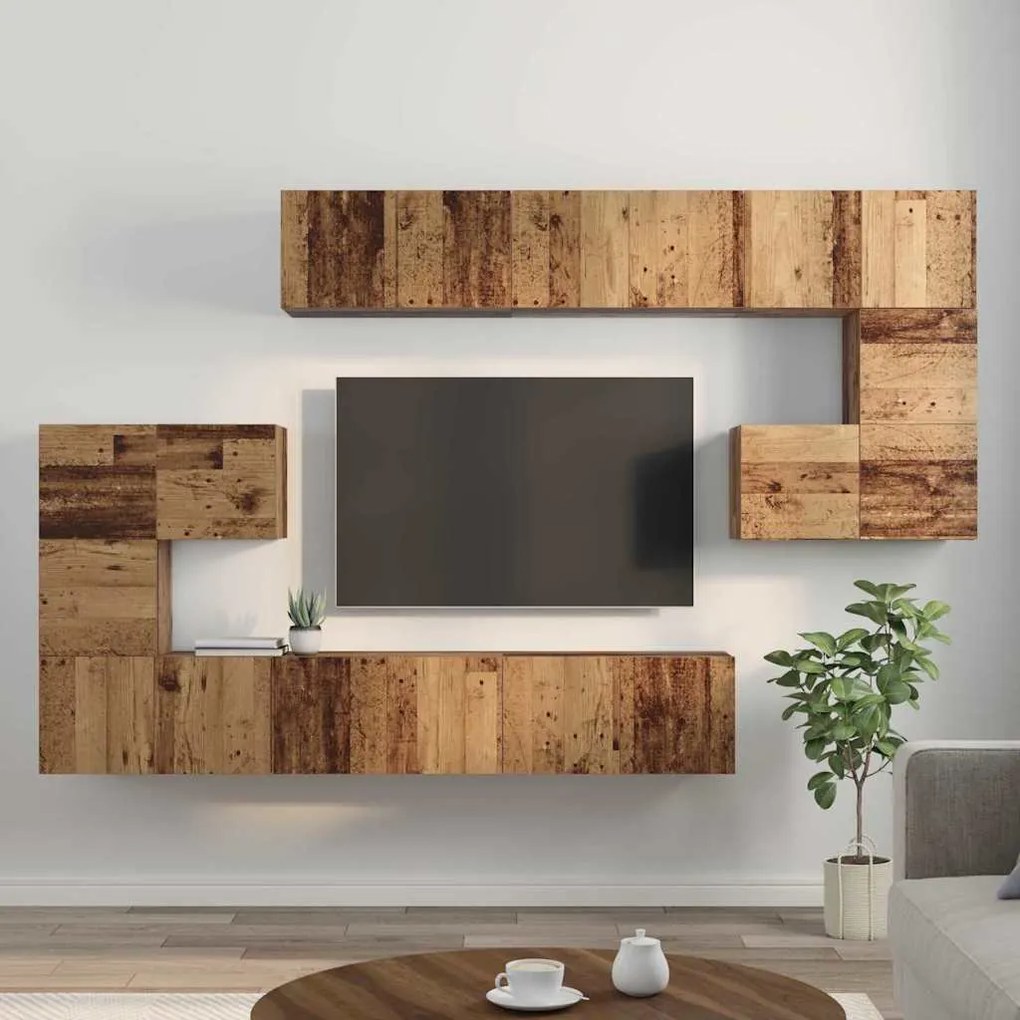 TV szekrény garnitúra 10 pcs Régi fa 60 x 30 x 30 cm Faanyag