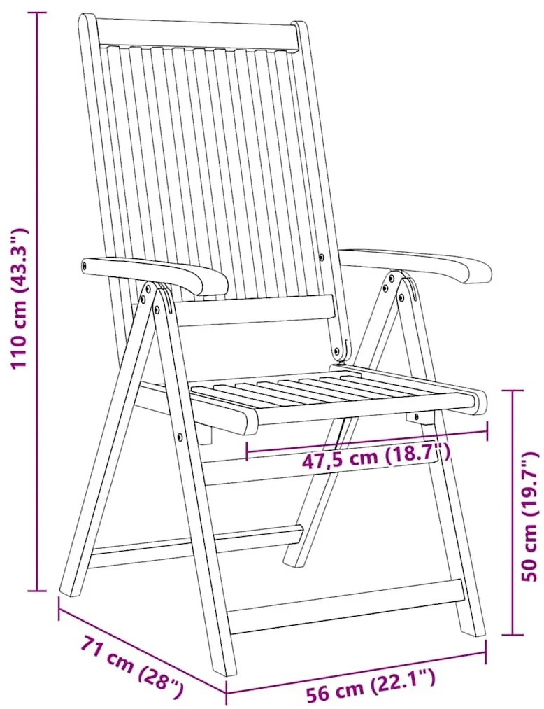 4 db összecsukható tömör akácfa kerti szék