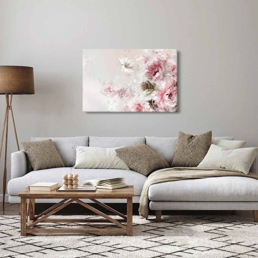 Kép - Festés rózsaszín virágok (90x60 cm)