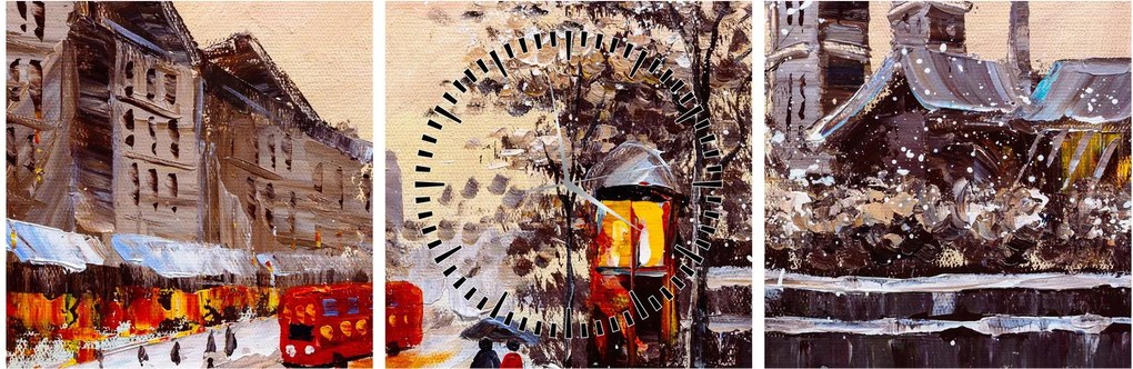 Kép - Egy téli város festménye (órával) (90x30 cm)