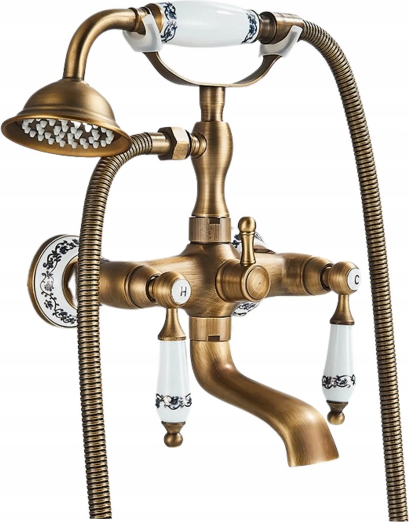 Kád Zuhany Csaptelep Zuhany Arany Retro Fali Sárgaréz Kerámia