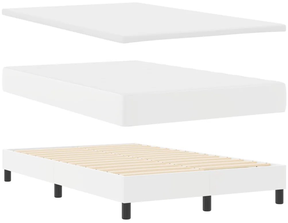 Boxspring Ágy Matraccal, Fehér, Kis Dupla, Műbőr