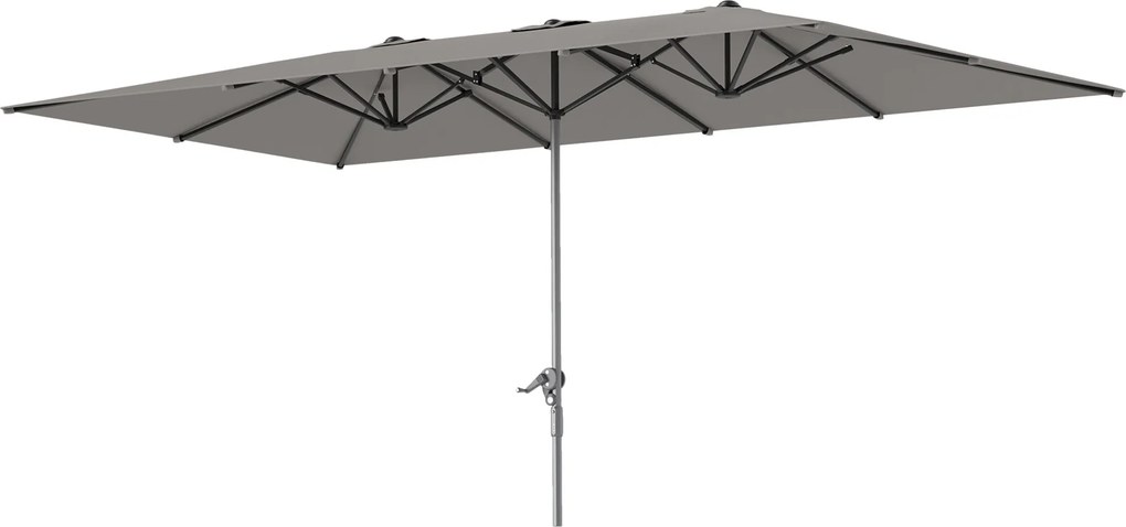 Outsunny Dupla Napernyő Crank-kal 451 x 264 cm, UV Védelem 50+, Szélálló Kerti Napernyő Erkélyre, Alumínium Piac Napernyő Napvédelem az Erkélyre, Tera