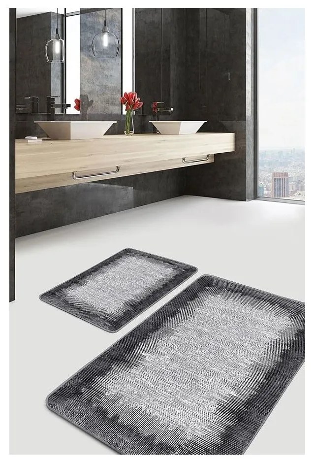 Fekete-szürke fürdőszobai kilépő szett 2 db-os 60x100 cm – Mila Home