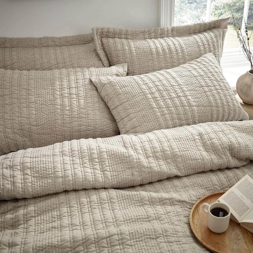 Bézs kétszemélyes ágyneműhuzat 200x200 cm Tamba Stripe – Pineapple Elephant