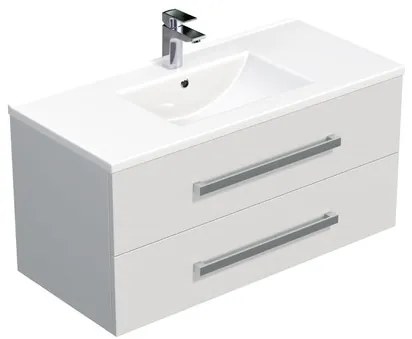 SAT Cube Way Fürdőszobaszekrény mosdóval 100x53x46 cm fehér fényes CUBE461002BIMOD