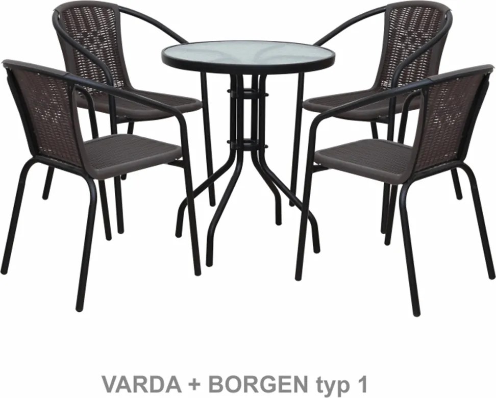 Étkezőasztal, fekete acél/edzett üveg, BORGEN TYP 2