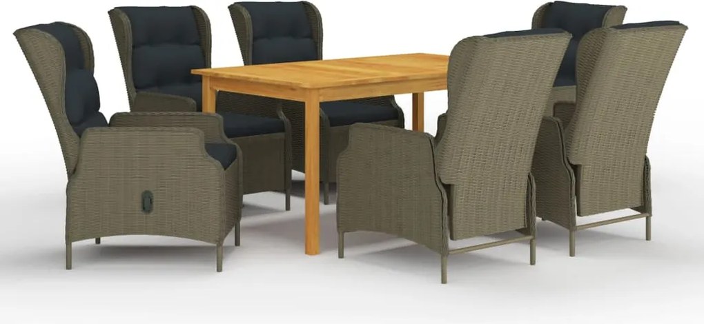 vidaXL 7 részes barna kerti étkezőgarnitúra