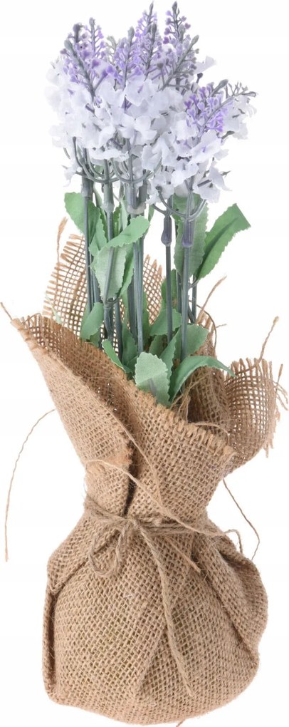 Művirágok juta kaspóban Lila