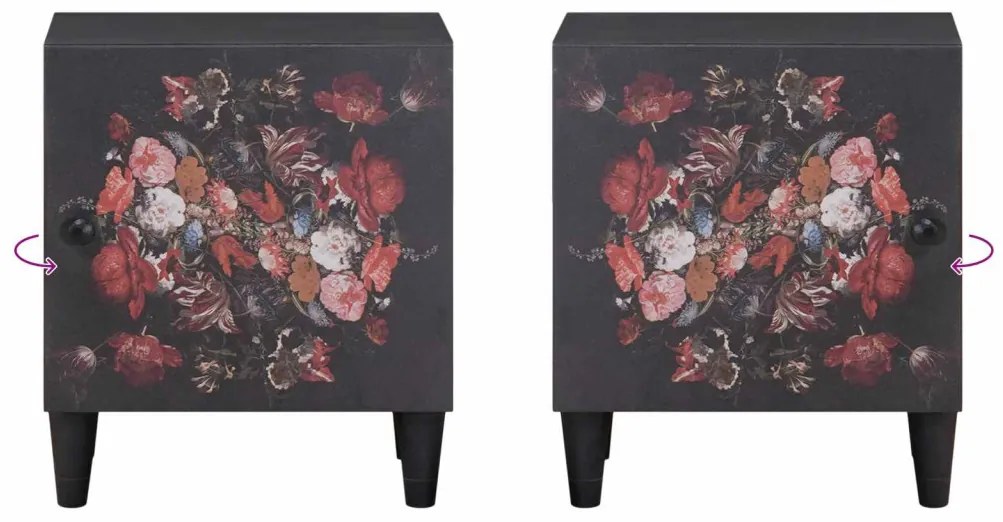 Éjjeli szekrény ajtóval 2 pcs Fekete 40 x 33 x 46 cm