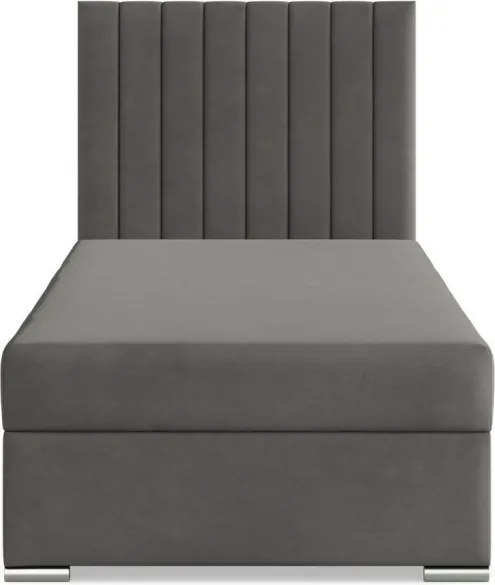 Agen egyszemélyes ágy, bársony, ágyneműtartóval, sötétszürke