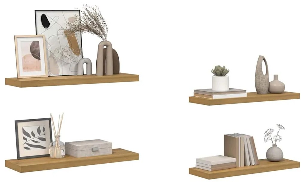 Falpolc Falra szerelhető 4 pcs Barna 90 x 23,5 x 4 cm Faanyag