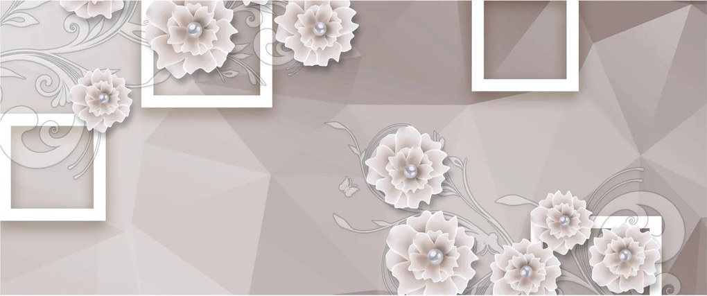 Kép bézs virágokkal (120x50 cm)