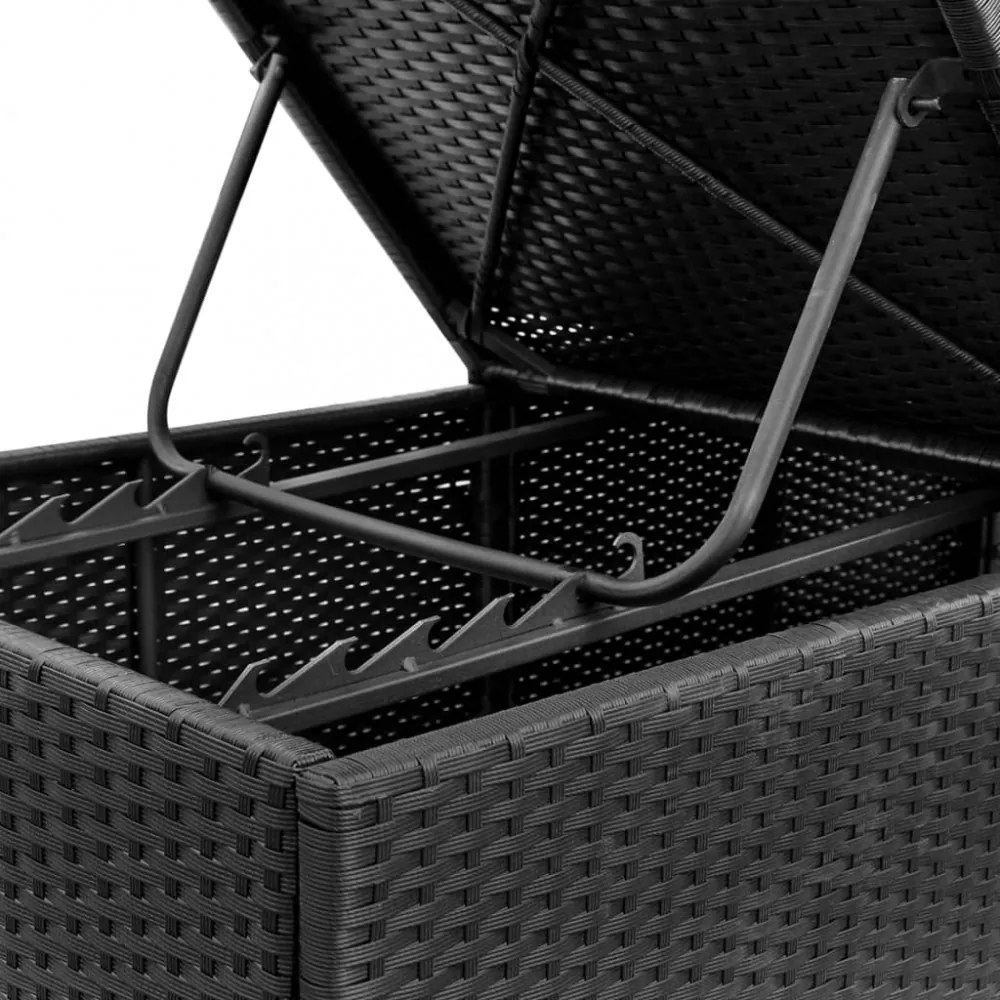 2 db fekete polyrattan napozóágy párnával