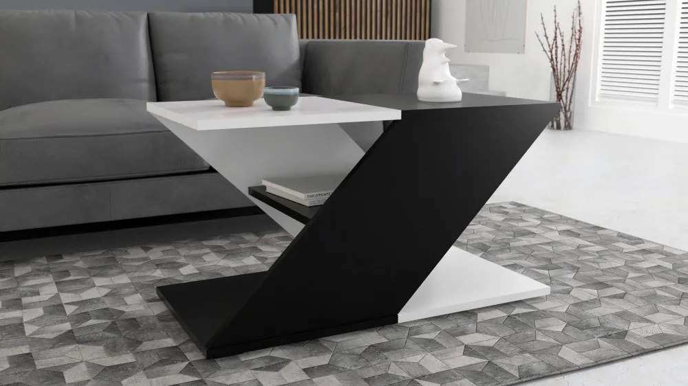 CASSINO ZEX Dohányzóasztal Fekete-fehér